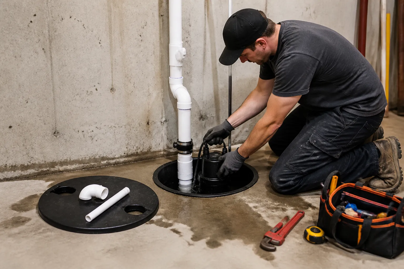 Sump pump installation in Winnipeg